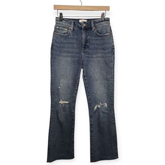 Pistola Lennon Size 25 High Rise Cropped Raw Hem Distressed Boot Cut Jeans Denim - Picture 1 of 5